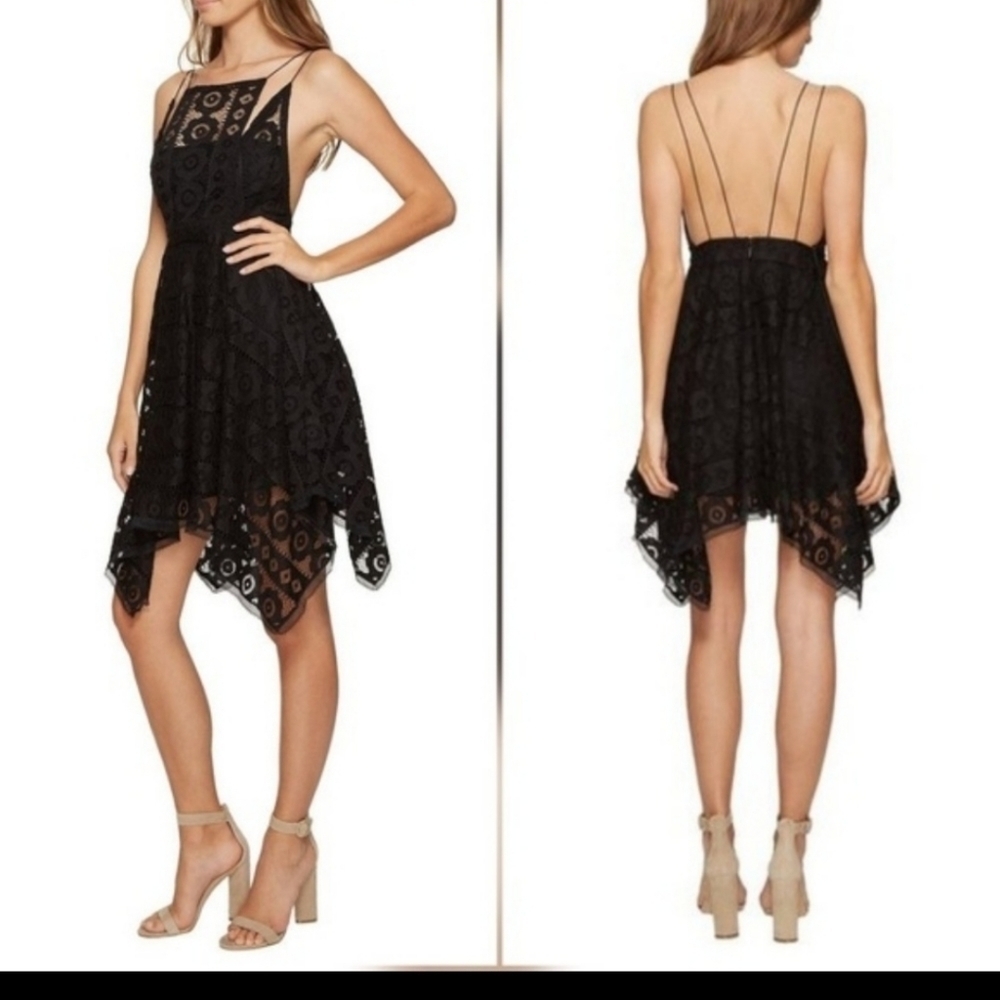 Free People Just Like Honey black lace mini